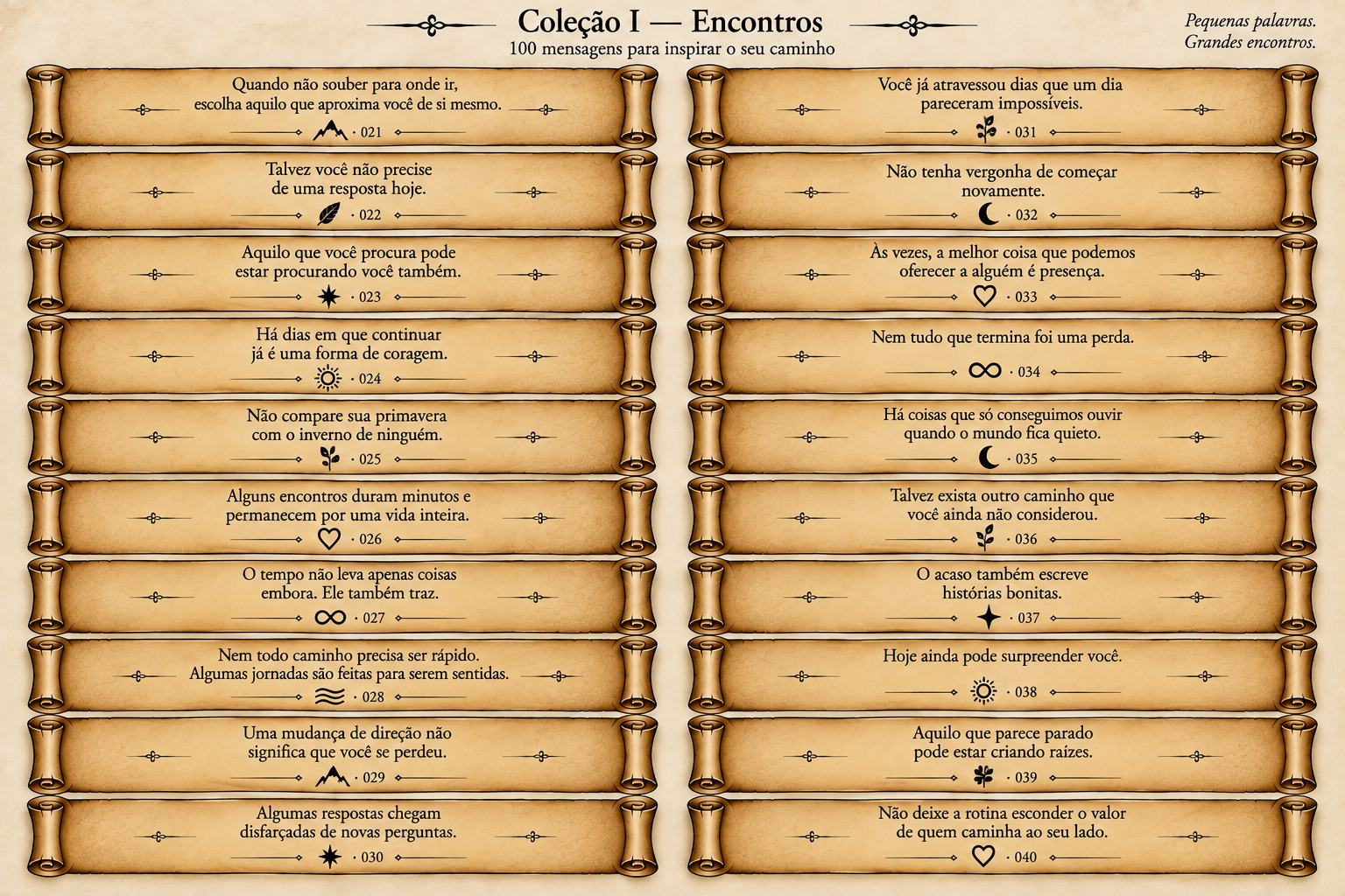 Coleção I — Encontros, folha 2 de mensagens em pergaminhos